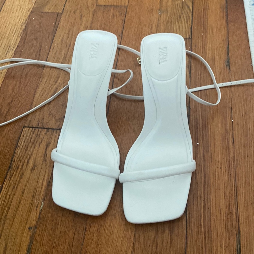 White Zara strappy high heels